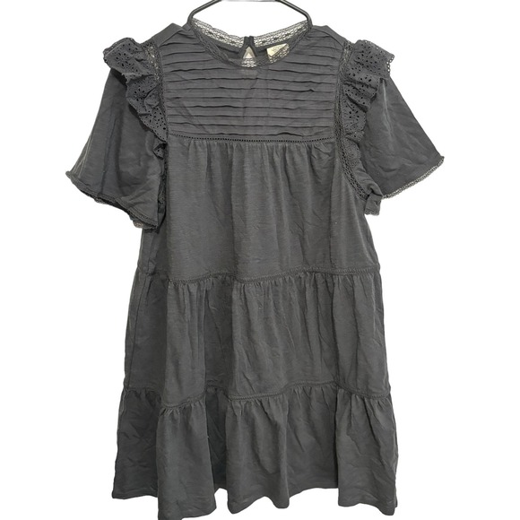 Good Hart By Matilda Jane NWT Mckinney Black Trapeze Dress Lace Eyelet Pintuck S - Picture 2 of 7